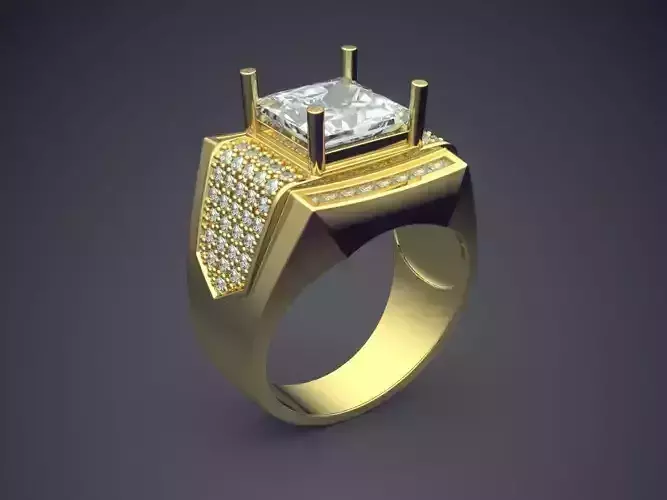 Luxury Ring With Square Diamond CAD 3030 3D print model