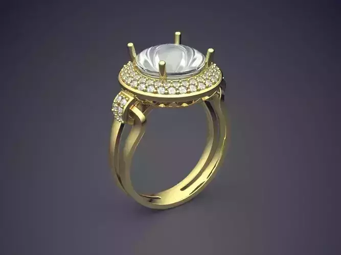 Ring With Circle Shaped Diamond CAD 3026 3D print model