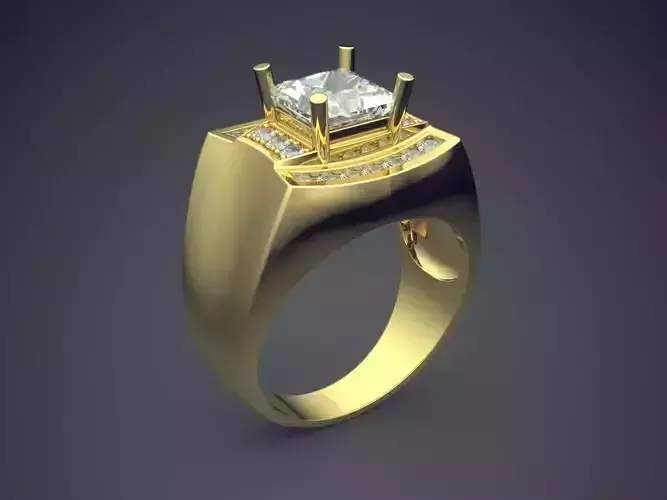 Ring With Square Diamond On Top CAD 3023