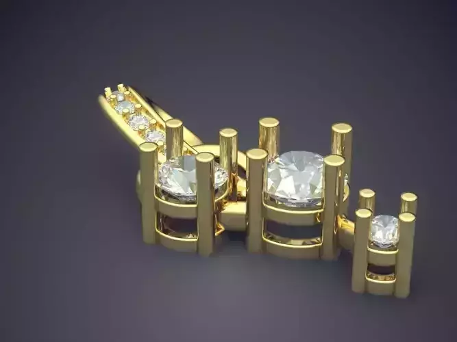 Pendant With Three Diamonds And Ornaments CAD 3020