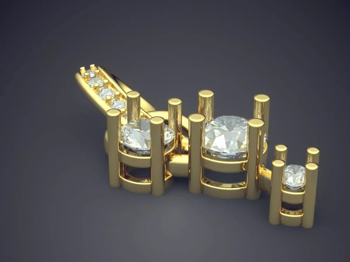 Pendant With Three Diamonds And Ornaments CAD 3020 3D print model_0