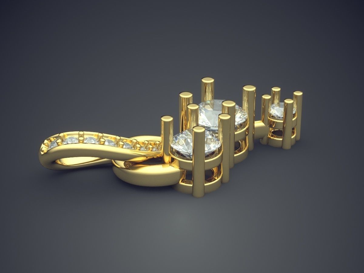 Pendant With Three Diamonds And Ornaments CAD 3020 3D print model_3