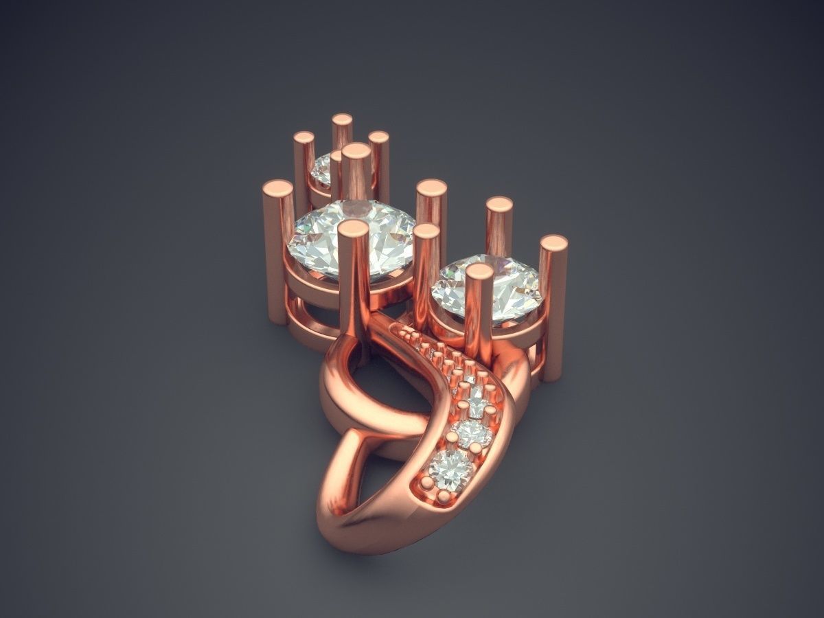 Pendant With Three Diamonds And Ornaments CAD 3020 3D print model_2