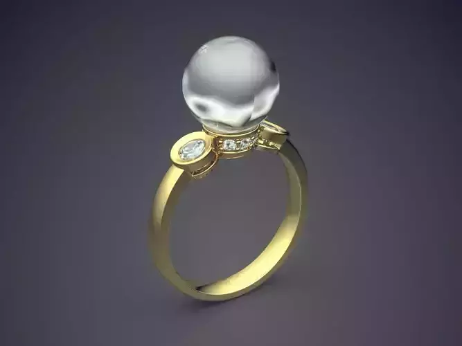 Thin Ring With Sphere Ornament On Top CAD 3017 3D print model