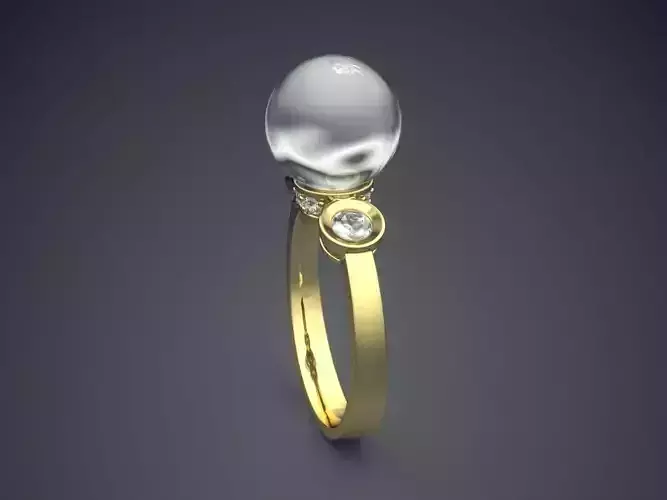 Thin Ring With Sphere Ornament On Top CAD 3017