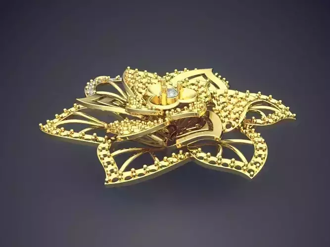 Flower Shaped Brooch CAD 3027
