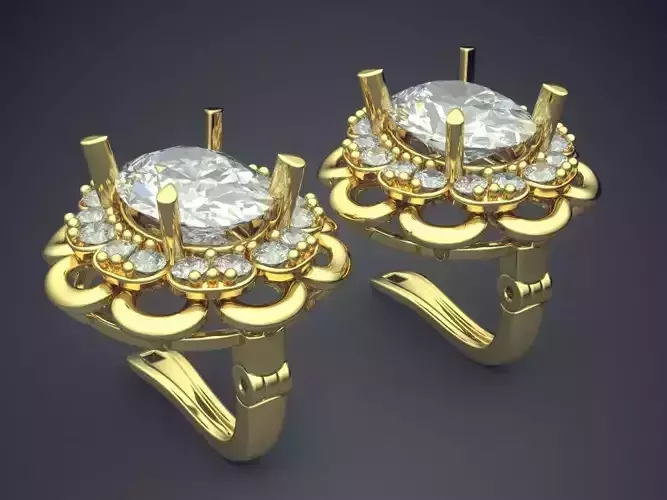 Earrings With Complex Diamond Ornament CAD 3018 3D print model