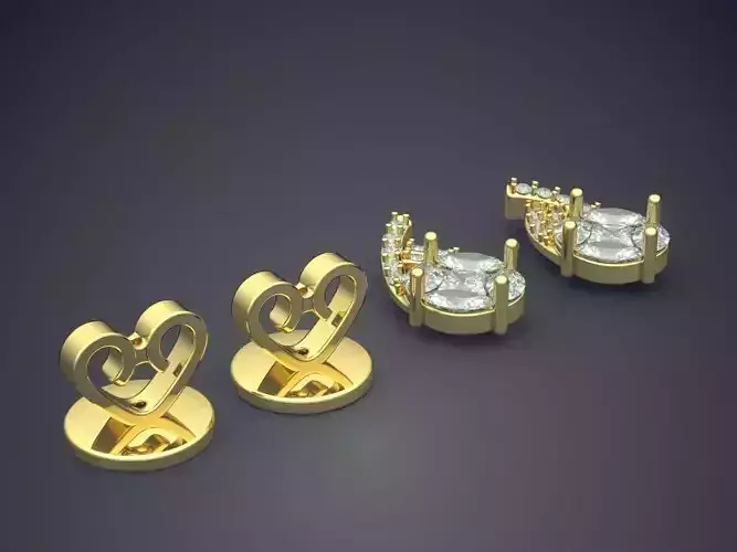 Small Earrings With Circle Diamonds CAD 3013 3D print model