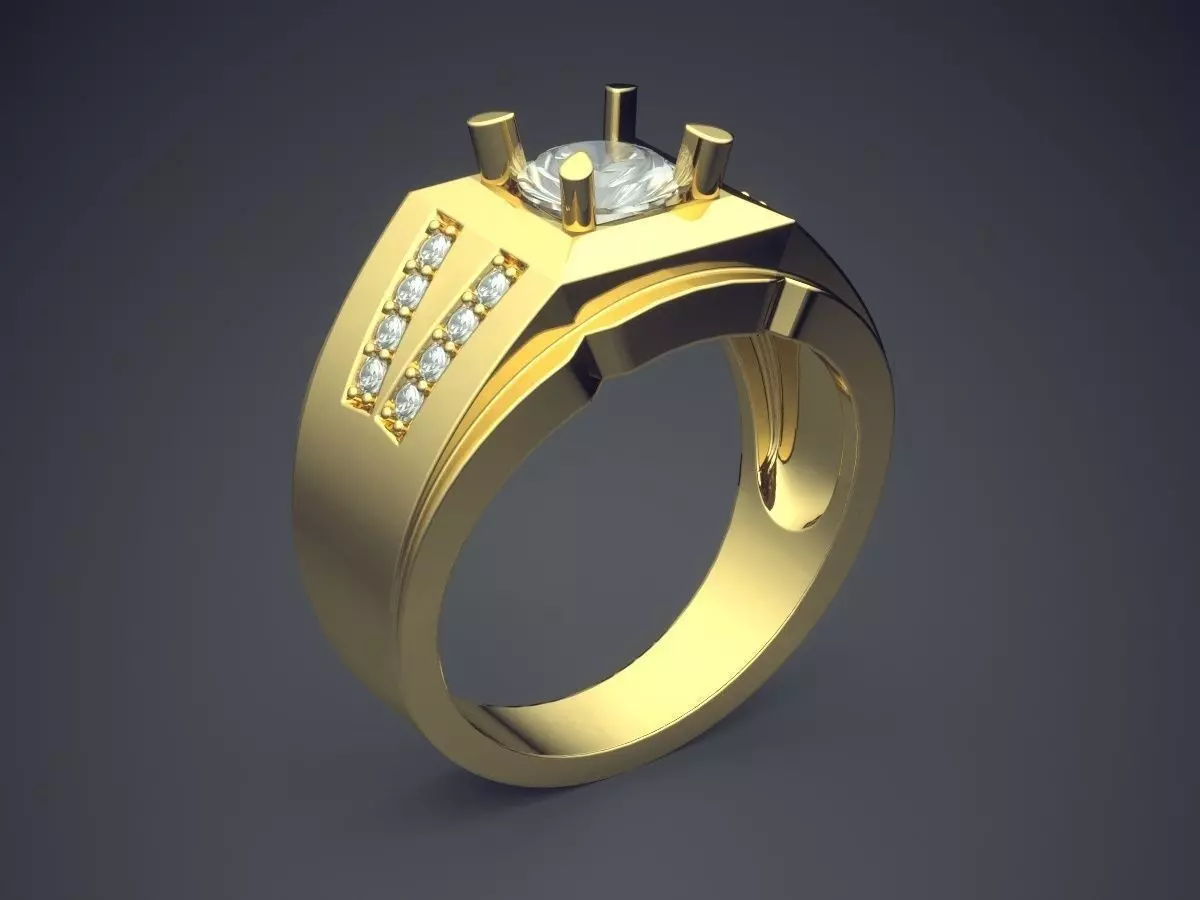 Ring With Square Which Has Diamond CAD 3008 3D print model