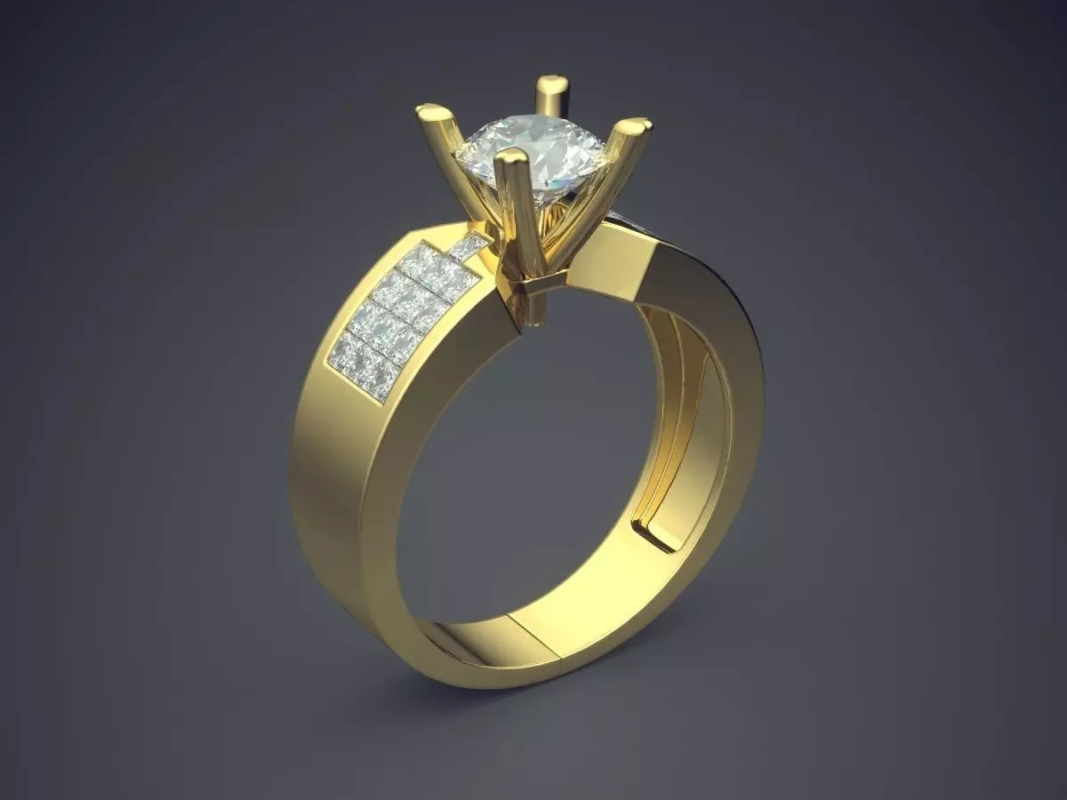 Thick Ring With Diamonds On The Side CAD 3001 3D print model