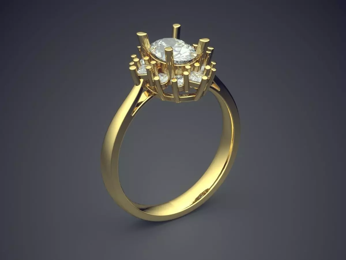 Thin Ring With Bunch Of Diamonds CAD 6958 3D print model