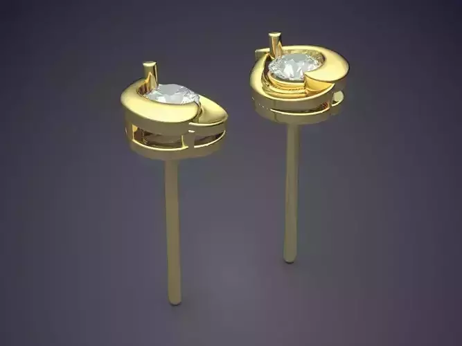 Simple Earrings With Diamonds CAD 6923 3D print model