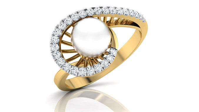One Pearl Bride Ring 3D print model