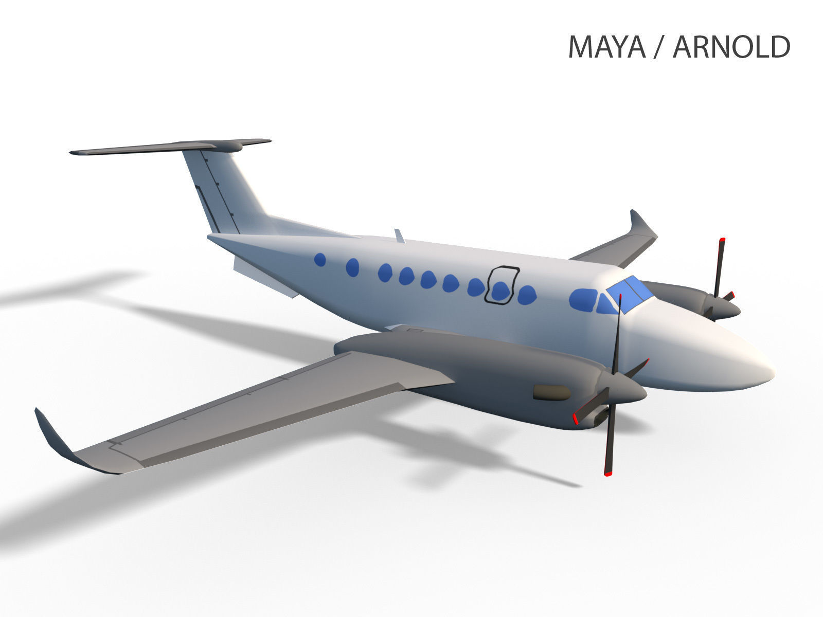 KING AIR 350 Low-poly 3D model_5