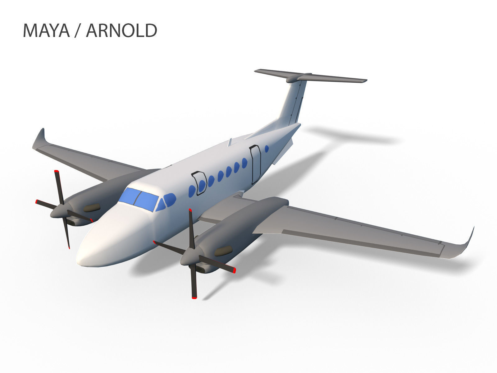KING AIR 350 Low-poly 3D model_4