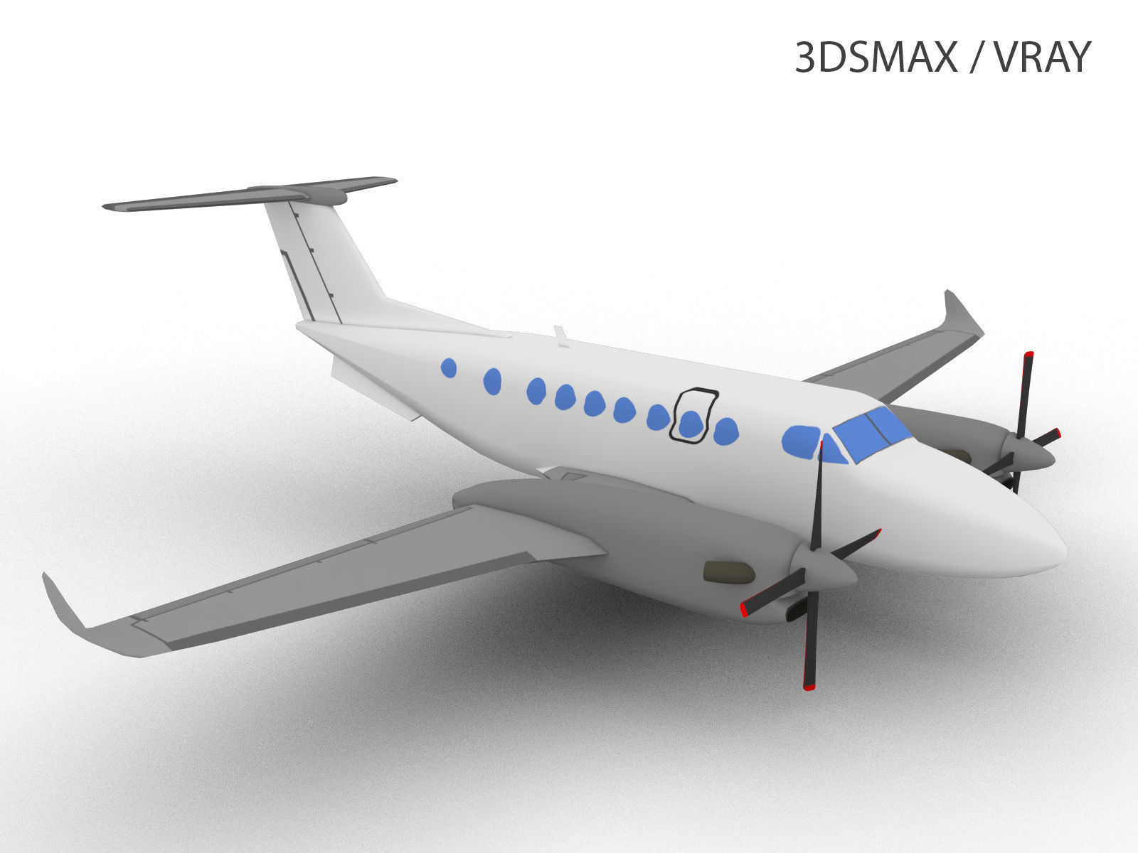 KING AIR 350 Low-poly 3D model_1