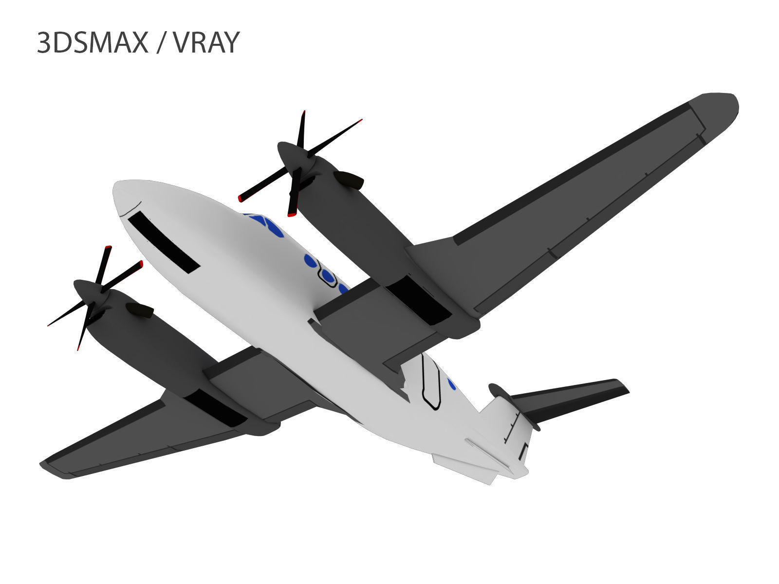 KING AIR 350 Low-poly 3D model_3