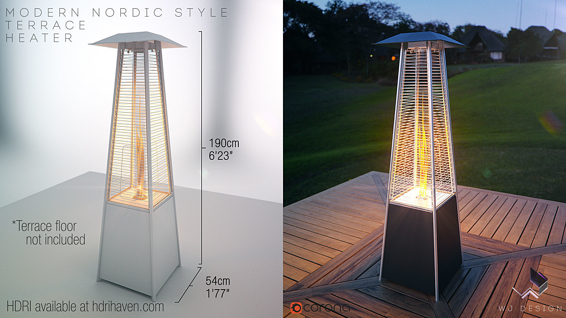 Modern Nordic Style Terrace Tower Heater 3D model_2
