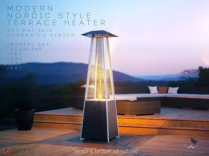 Modern Nordic Style Terrace Tower Heater 3D model