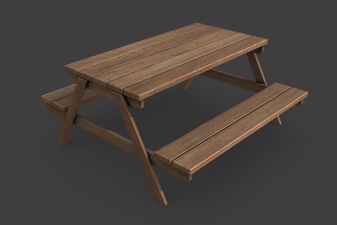 Picnic Table Low-poly 3D model