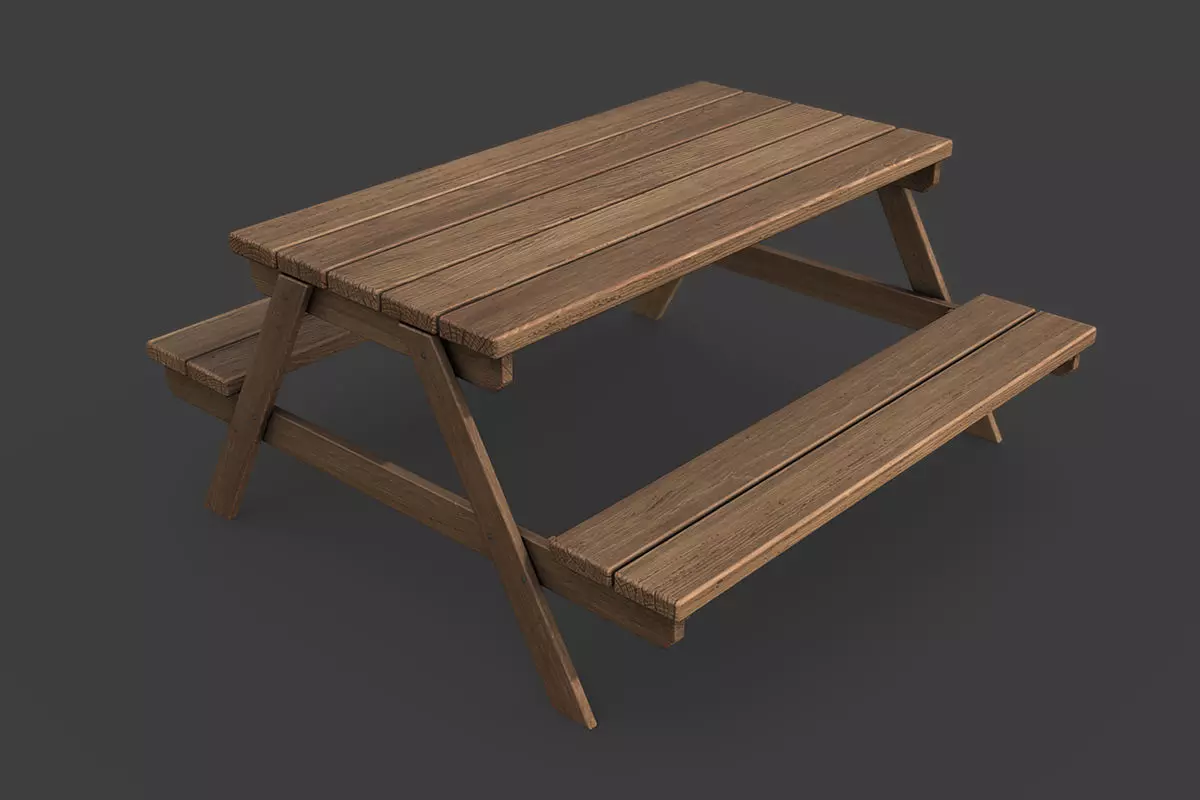 Picnic Table Low-poly 3D model