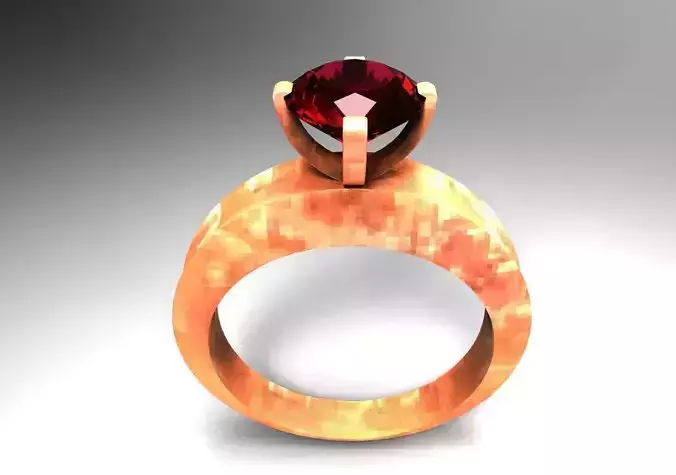 Prong-setting Women Solitaire Ring 3D print model