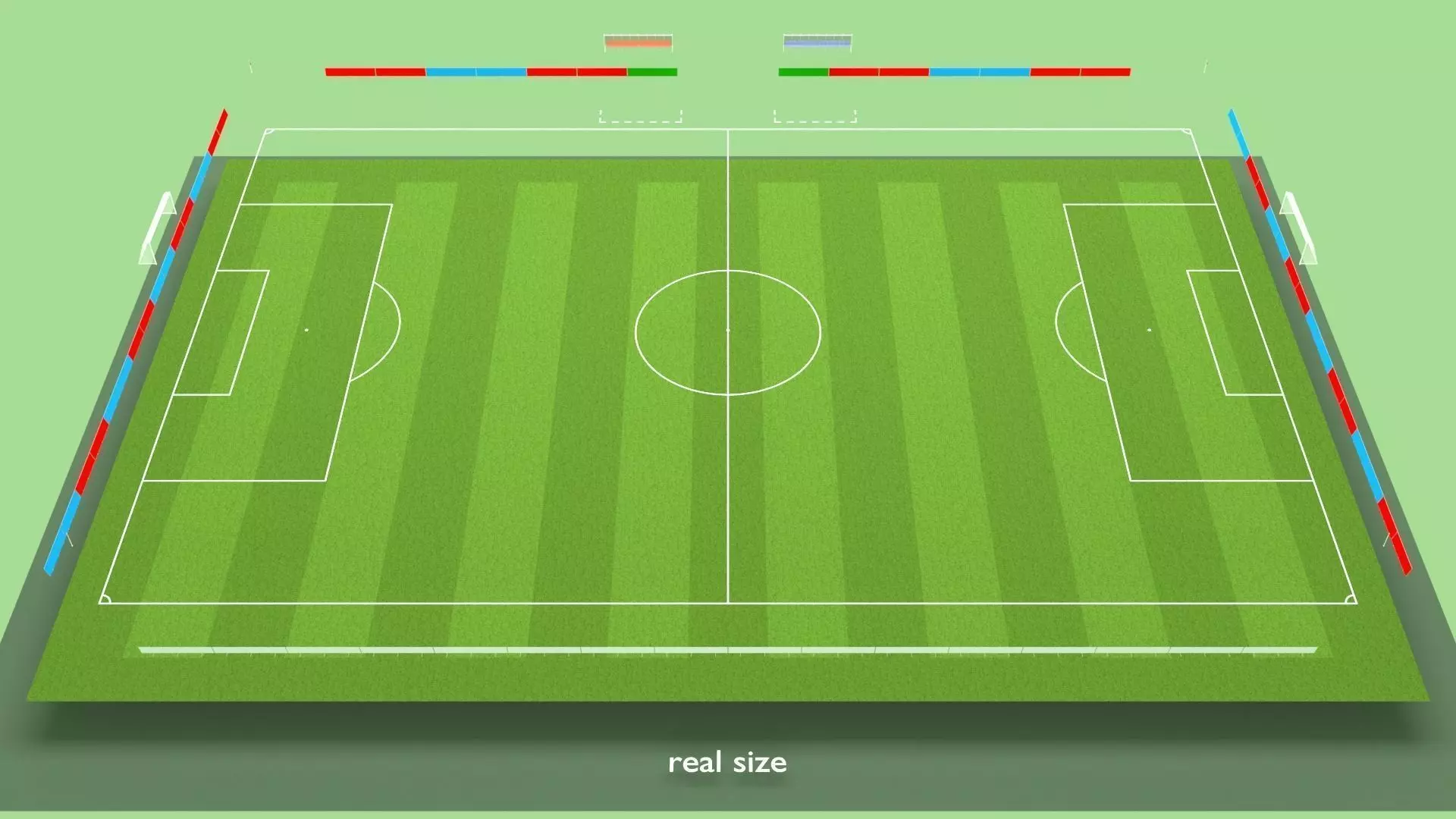 Soccer football field markup gates bench chairs billboard Low-poly 3D model