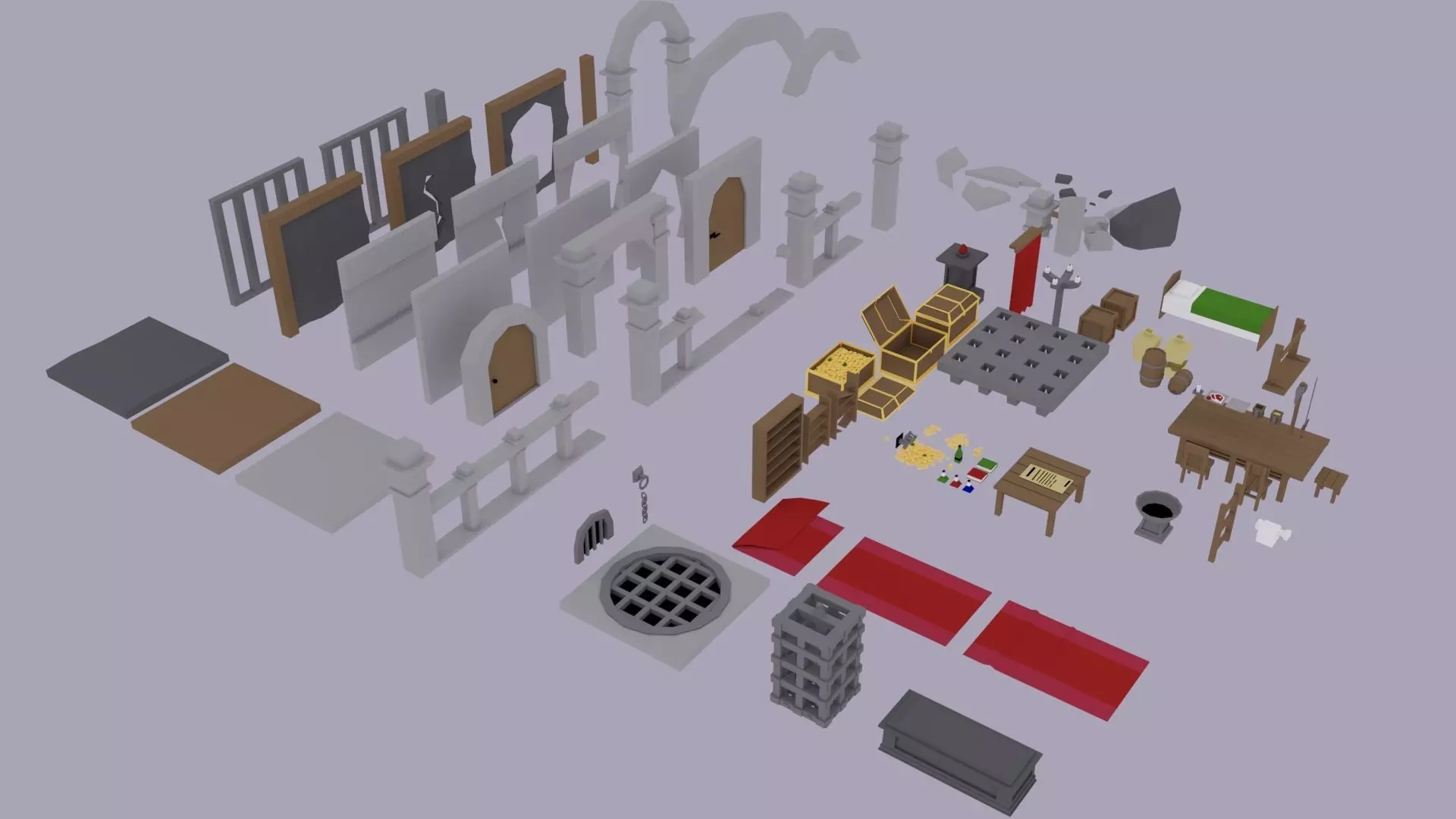 Free Low-poly dungeon assets Free low-poly 3D model