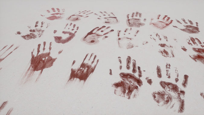 Blood-Miscellaneous group of bloody hand prints Texture