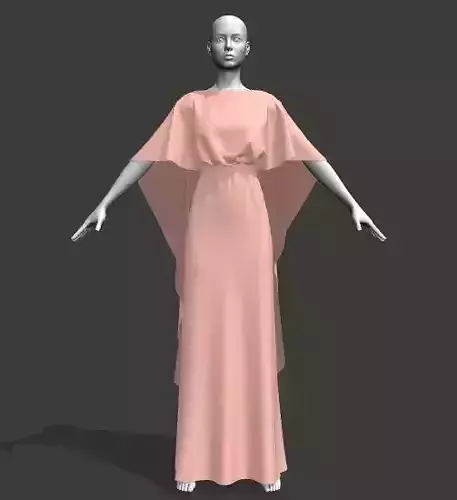 Woman gown with cape