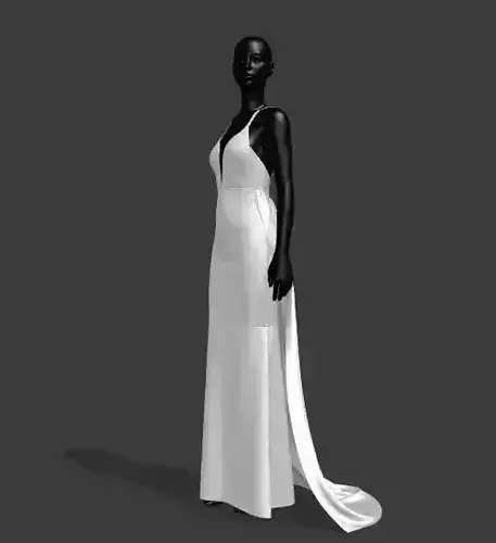 Woman white low back dress