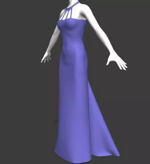 Woman lavender gown Low-poly 3D model