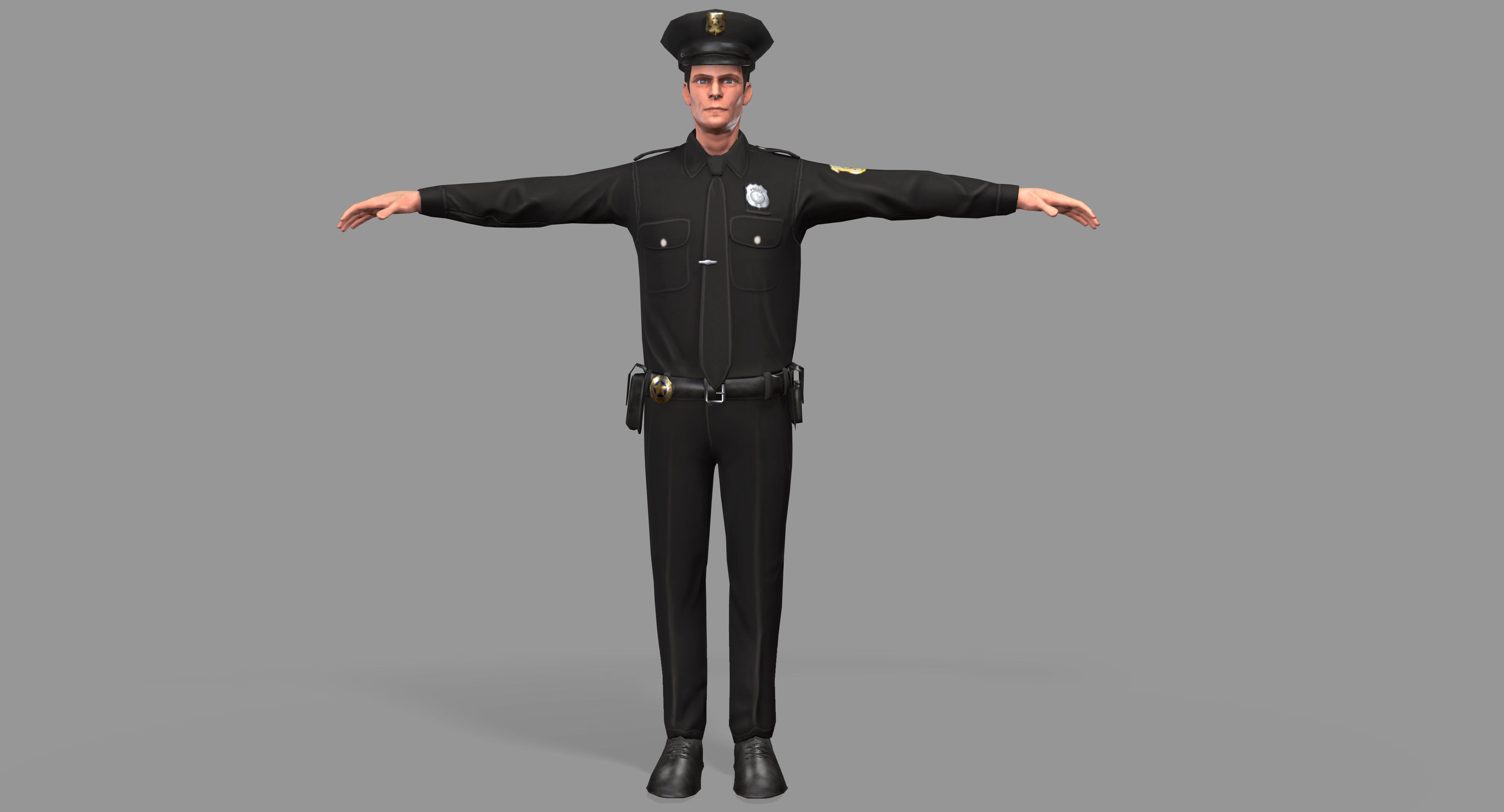 Police Man Low-poly 3D model_1