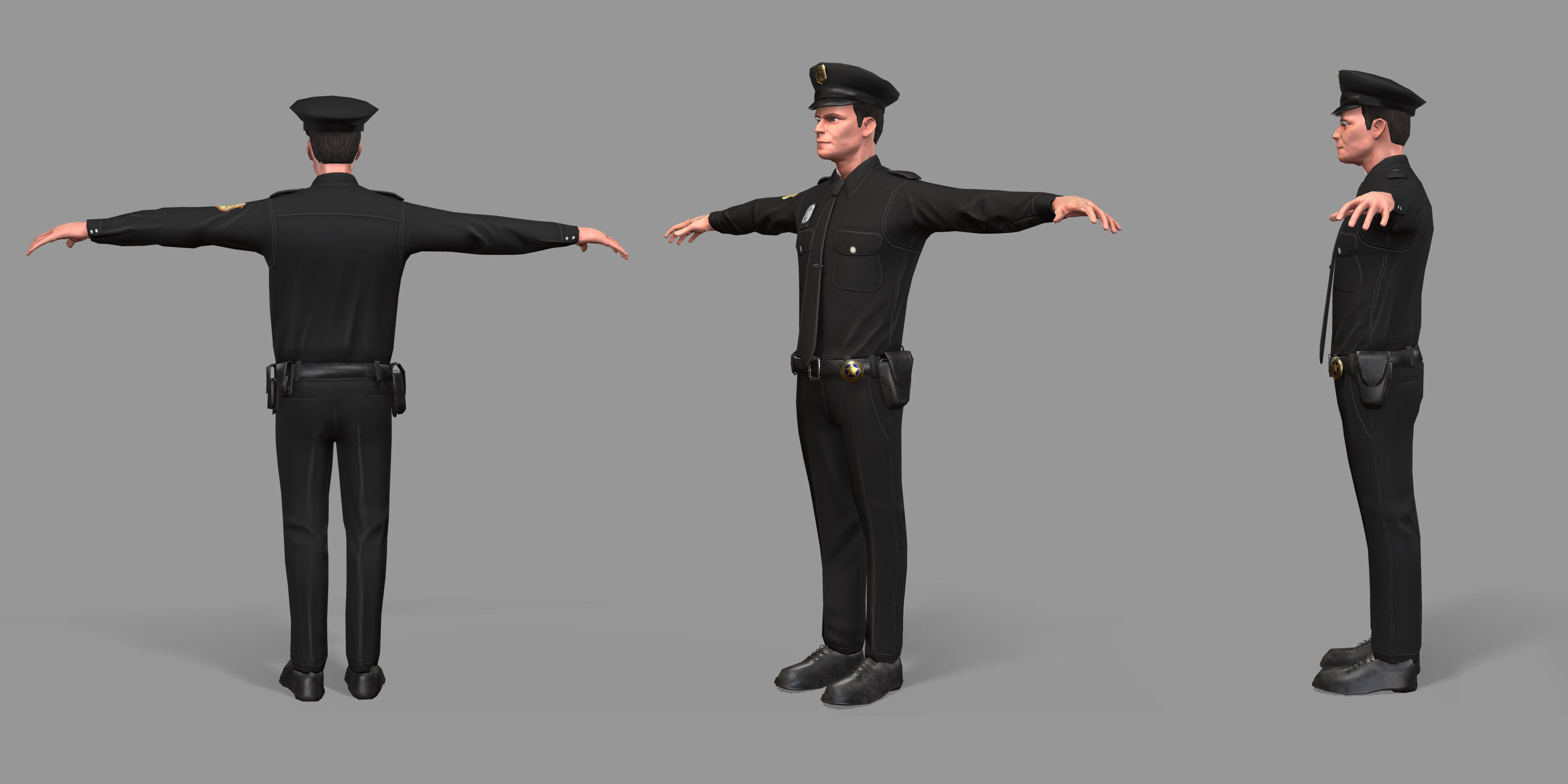 Police Man Low-poly 3D model_28