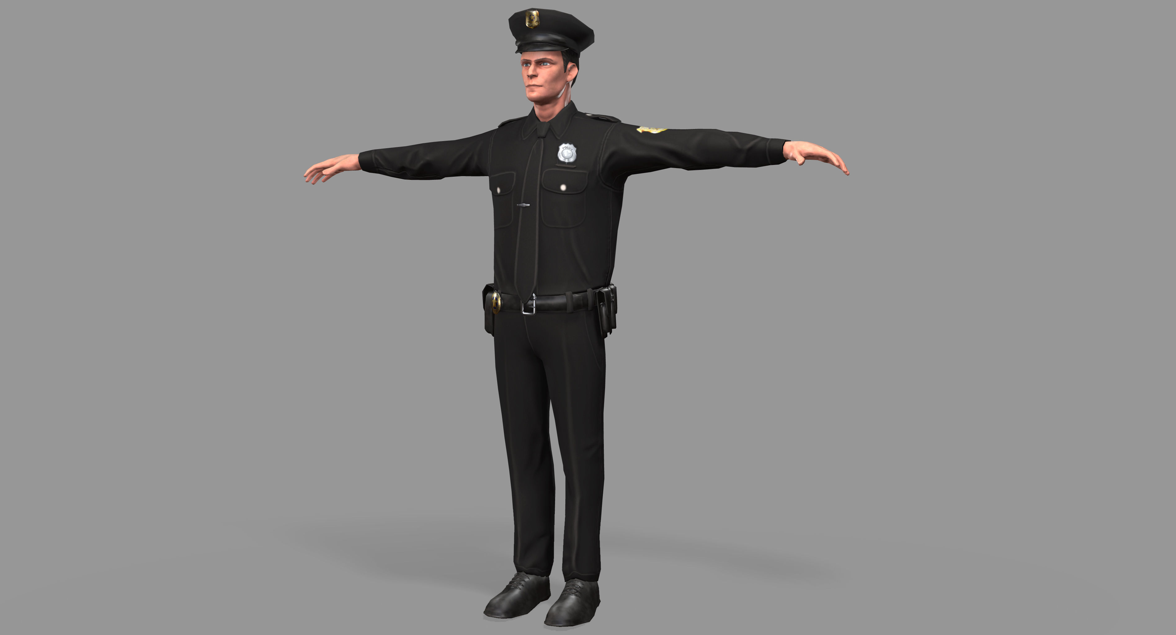 Police Man Low-poly 3D model_8