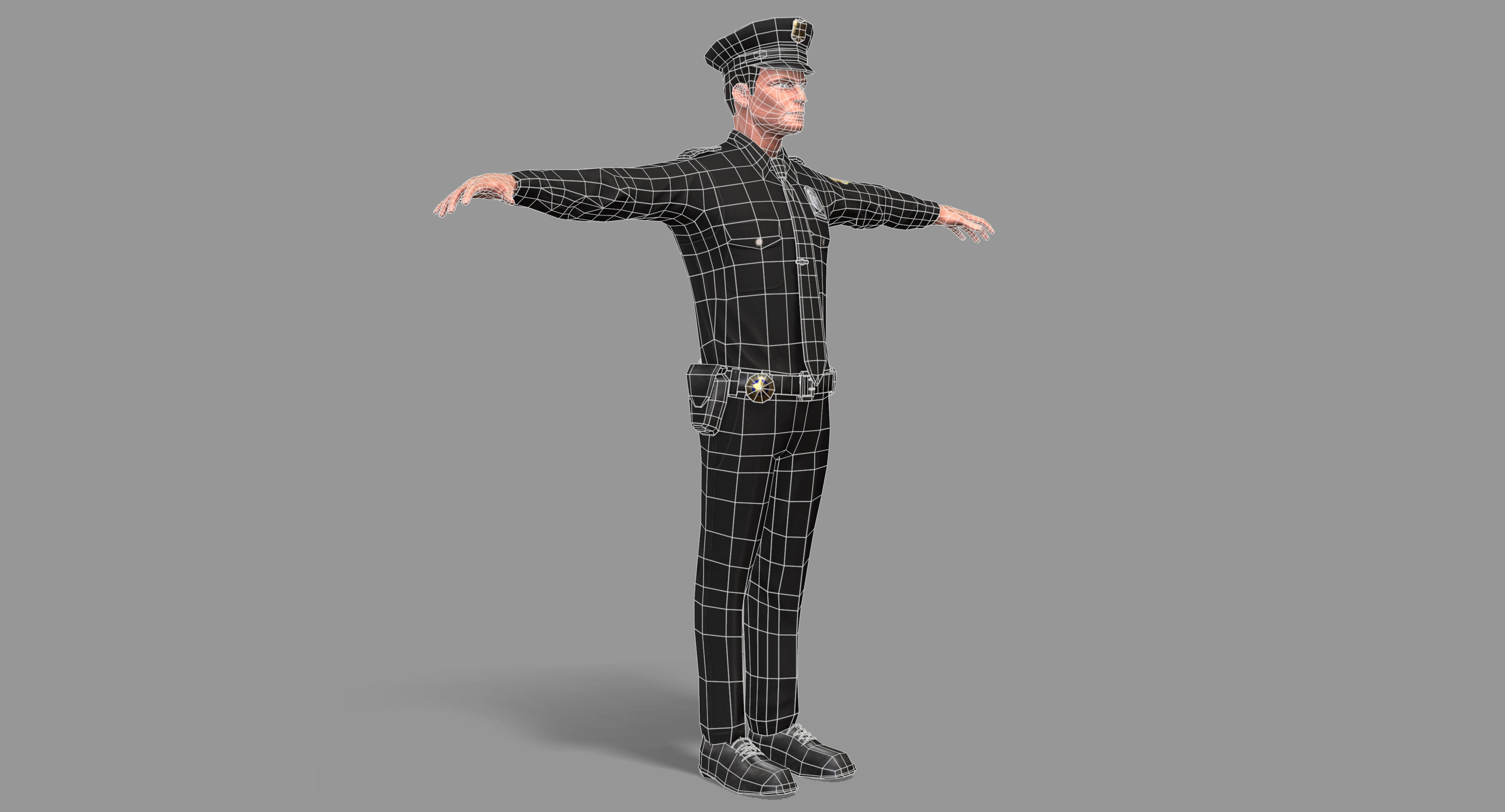 Police Man Low-poly 3D model_26