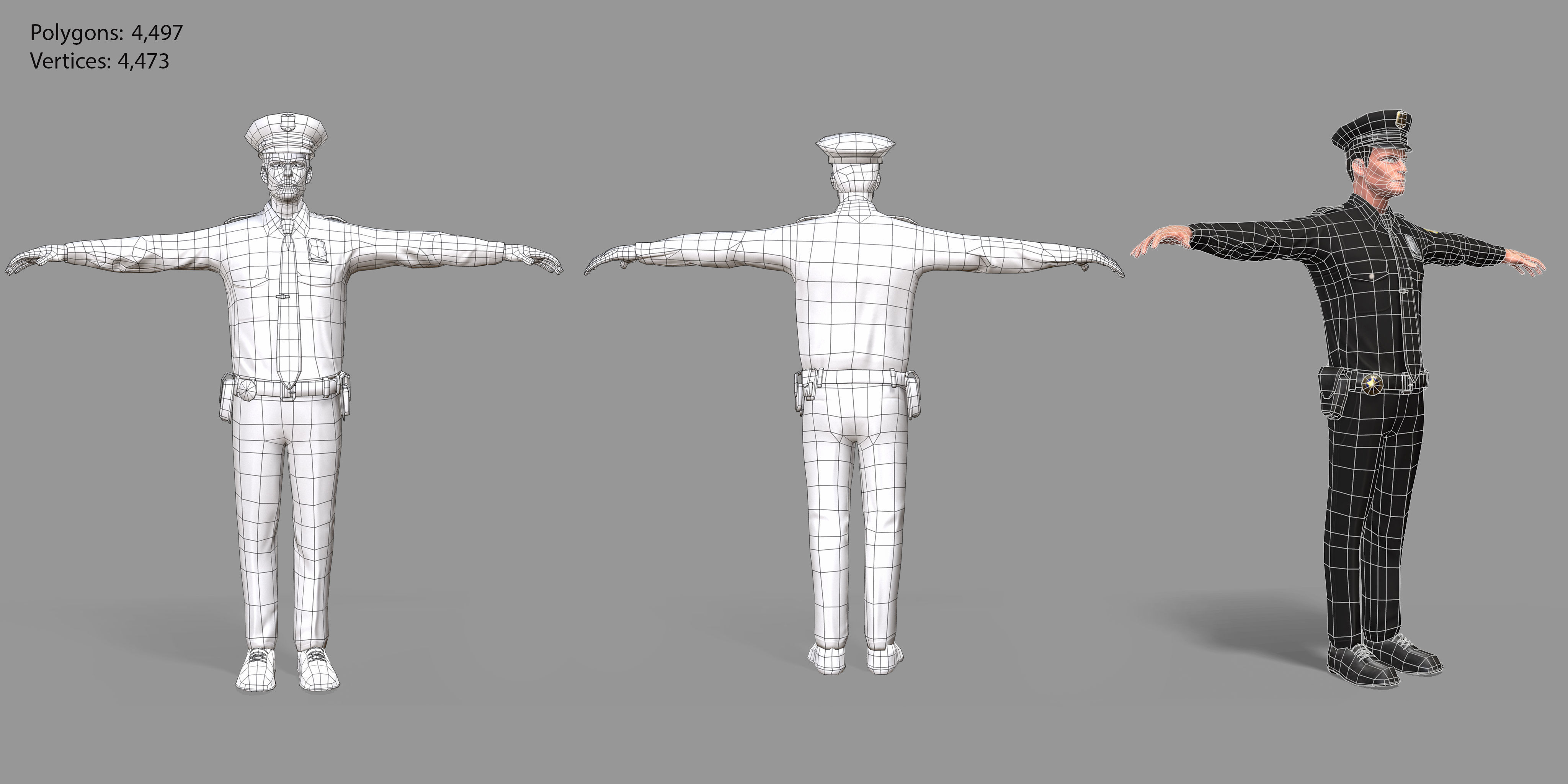 Police Man Low-poly 3D model_29