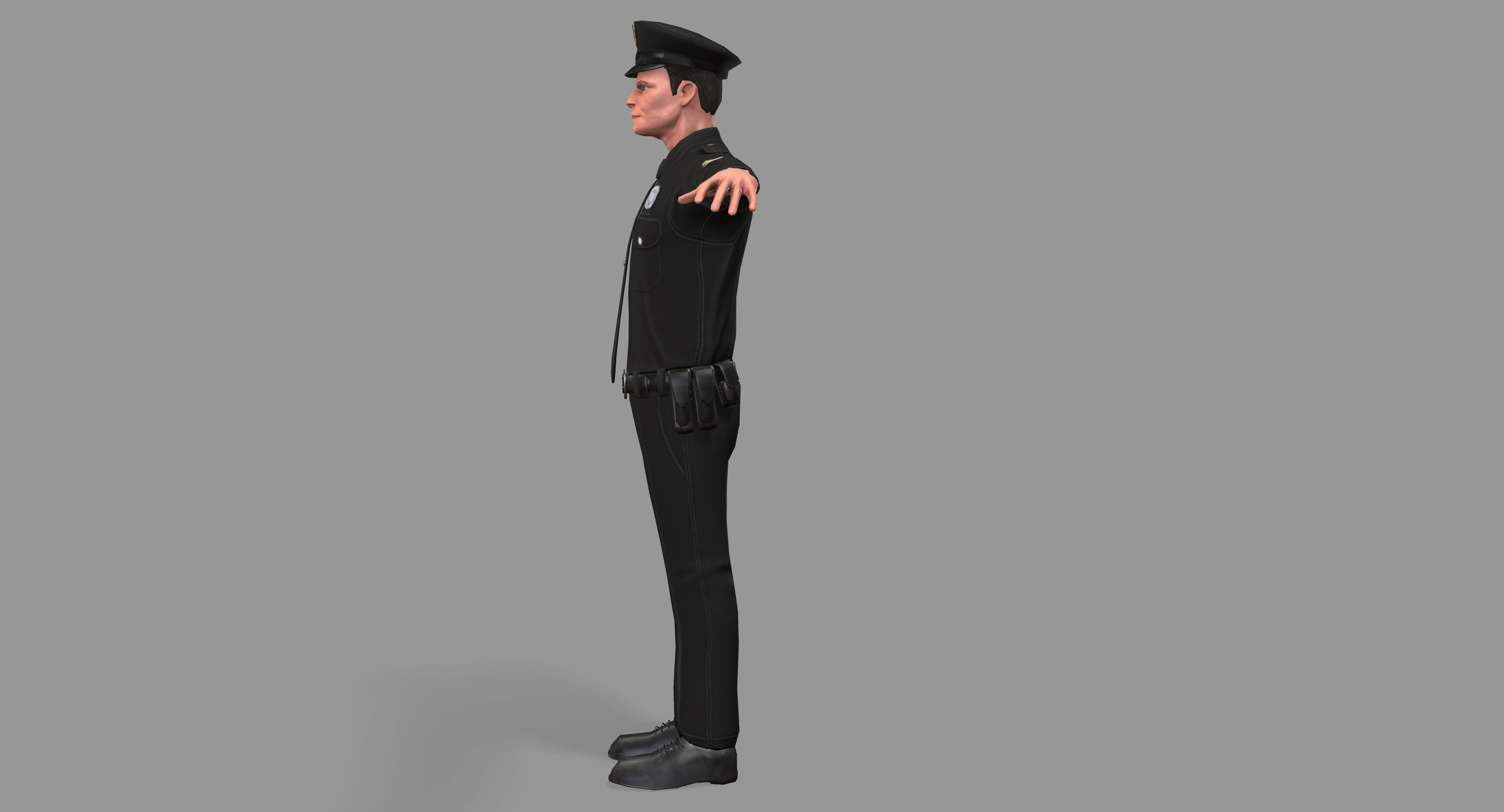 Police Man Low-poly 3D model_7