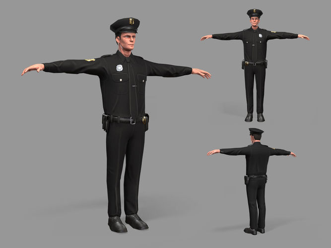 Police Man Low-poly 3D model