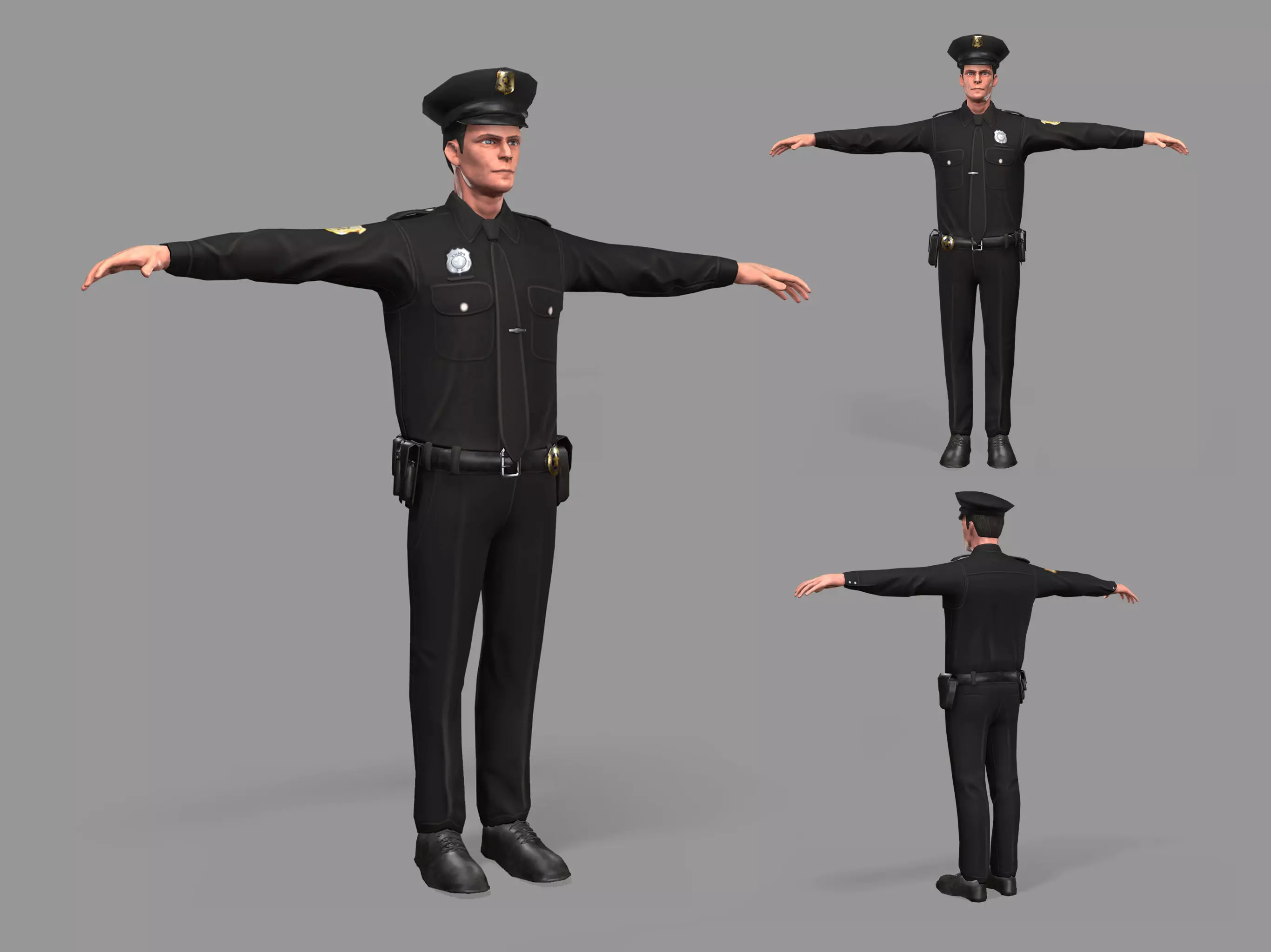 Police Man Low-poly 3D model_0