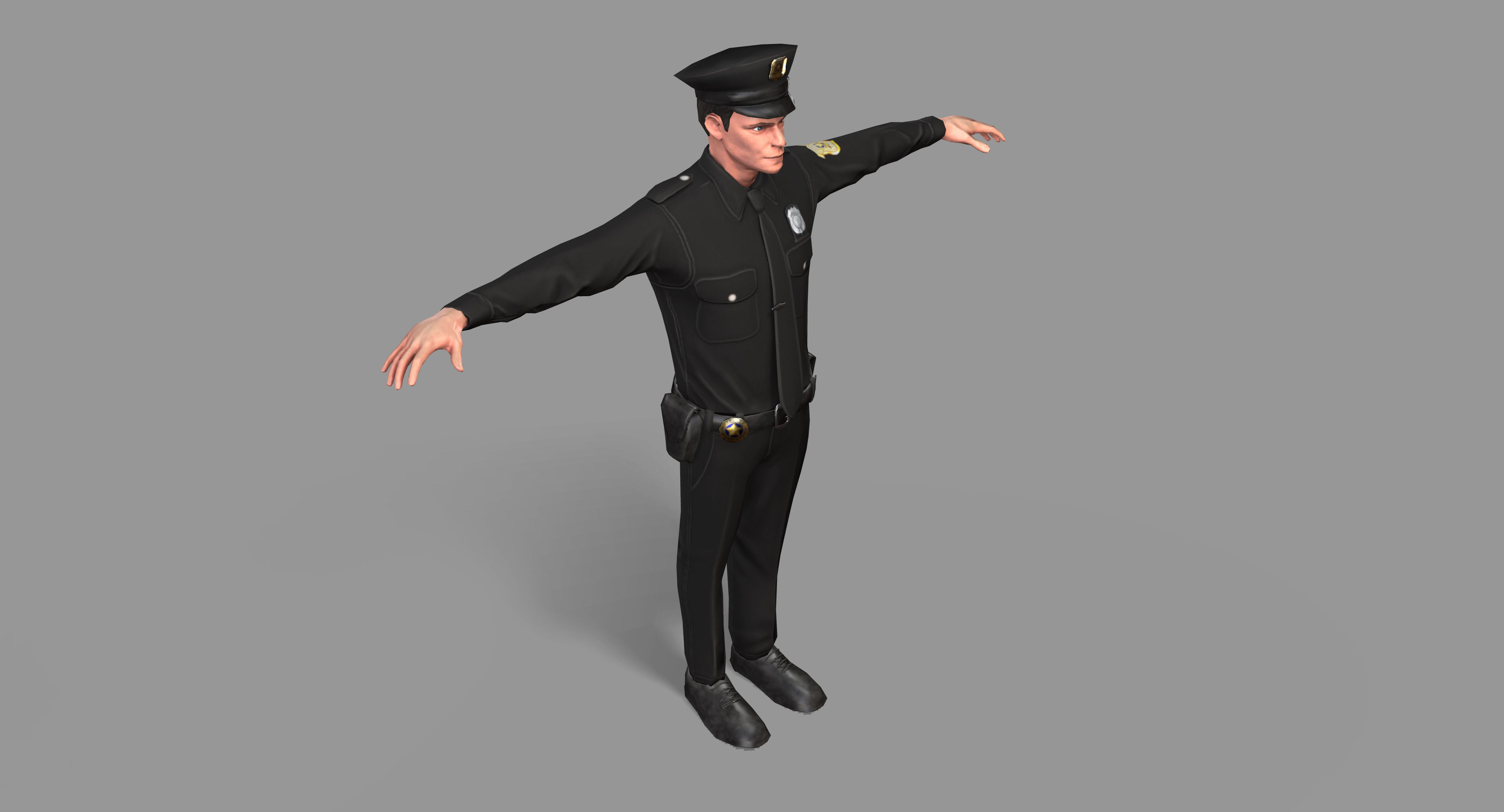 Police Man Low-poly 3D model_10