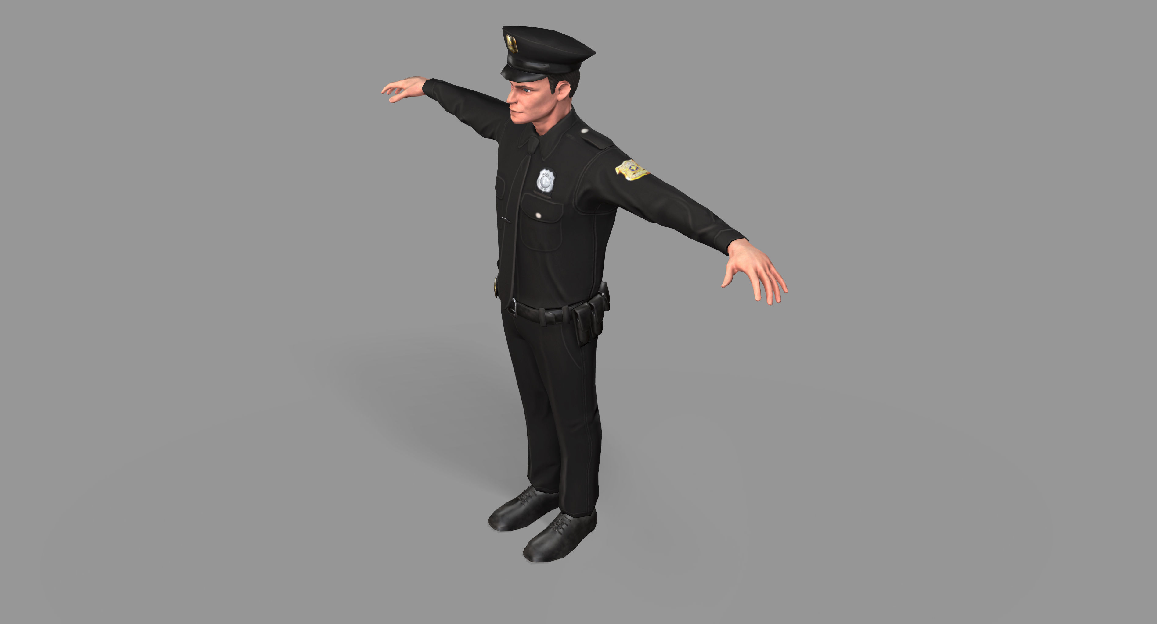 Police Man Low-poly 3D model_15