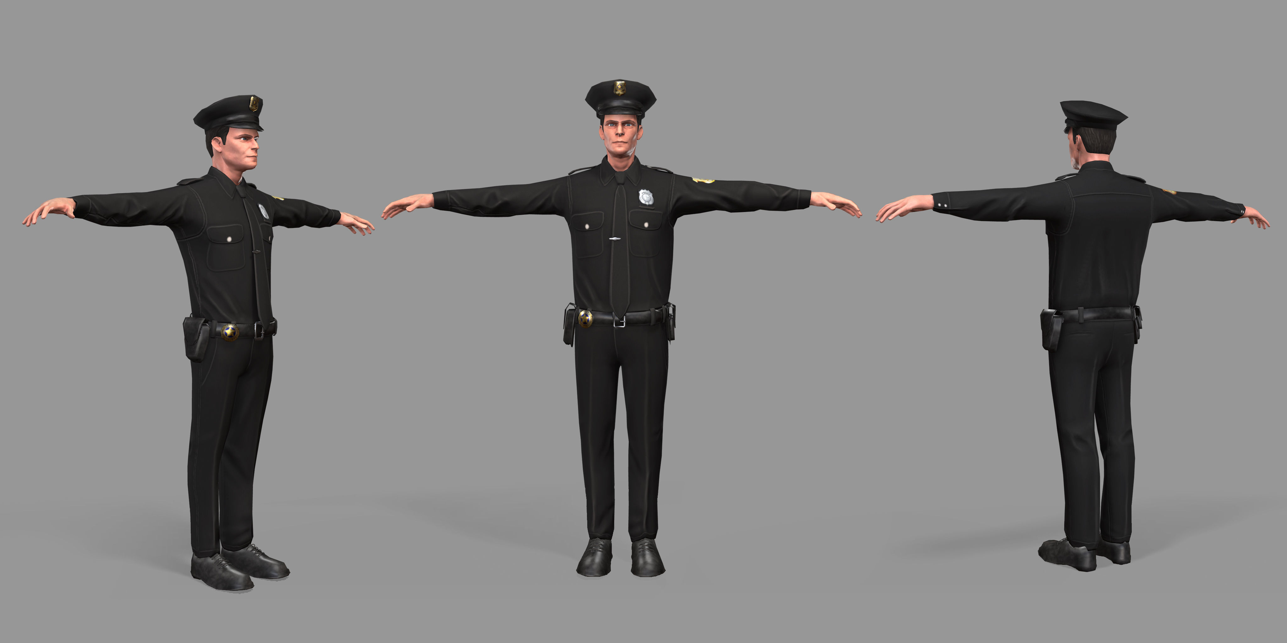 Police Man Low-poly 3D model_27