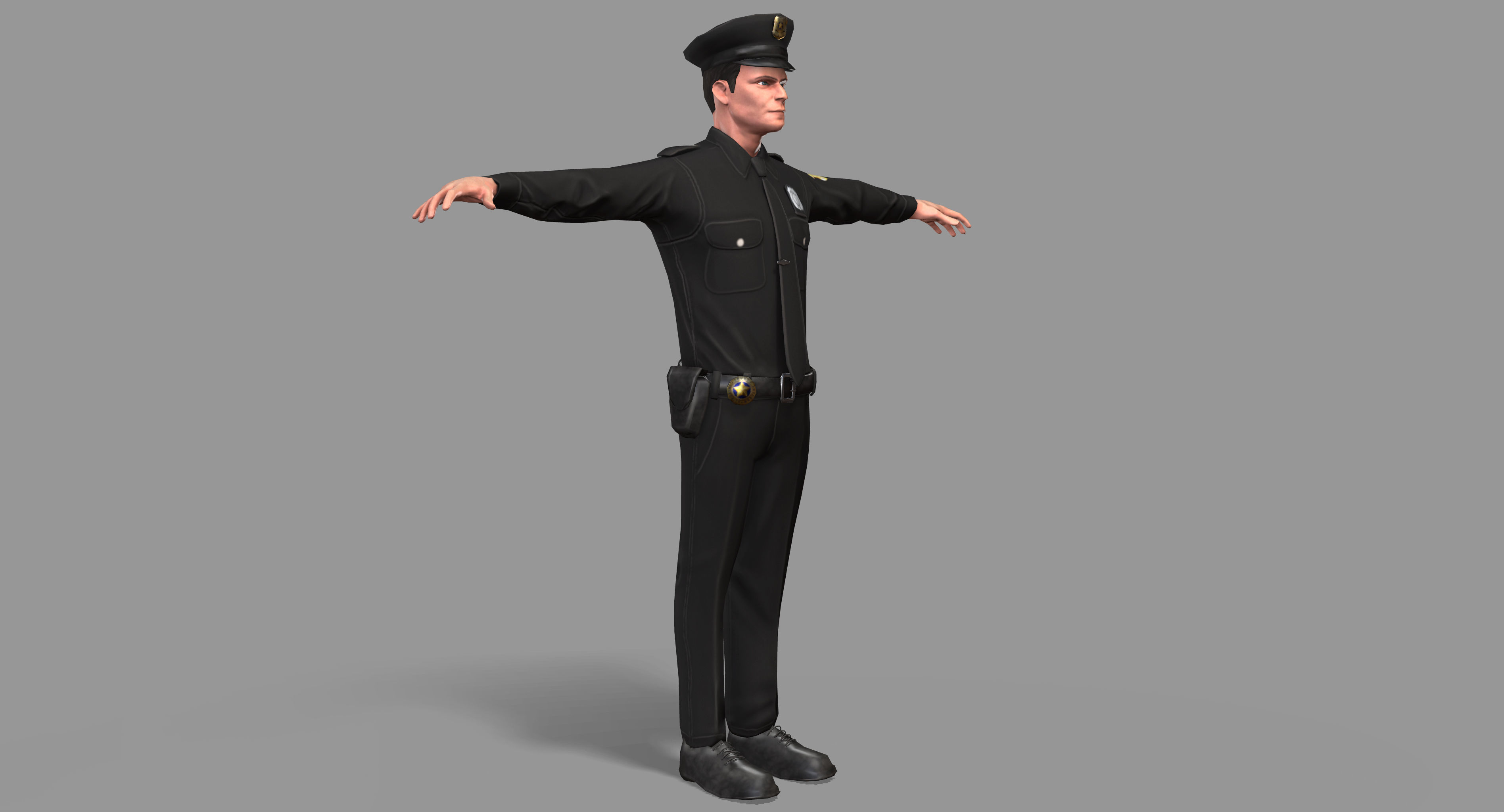 Police Man Low-poly 3D model_2