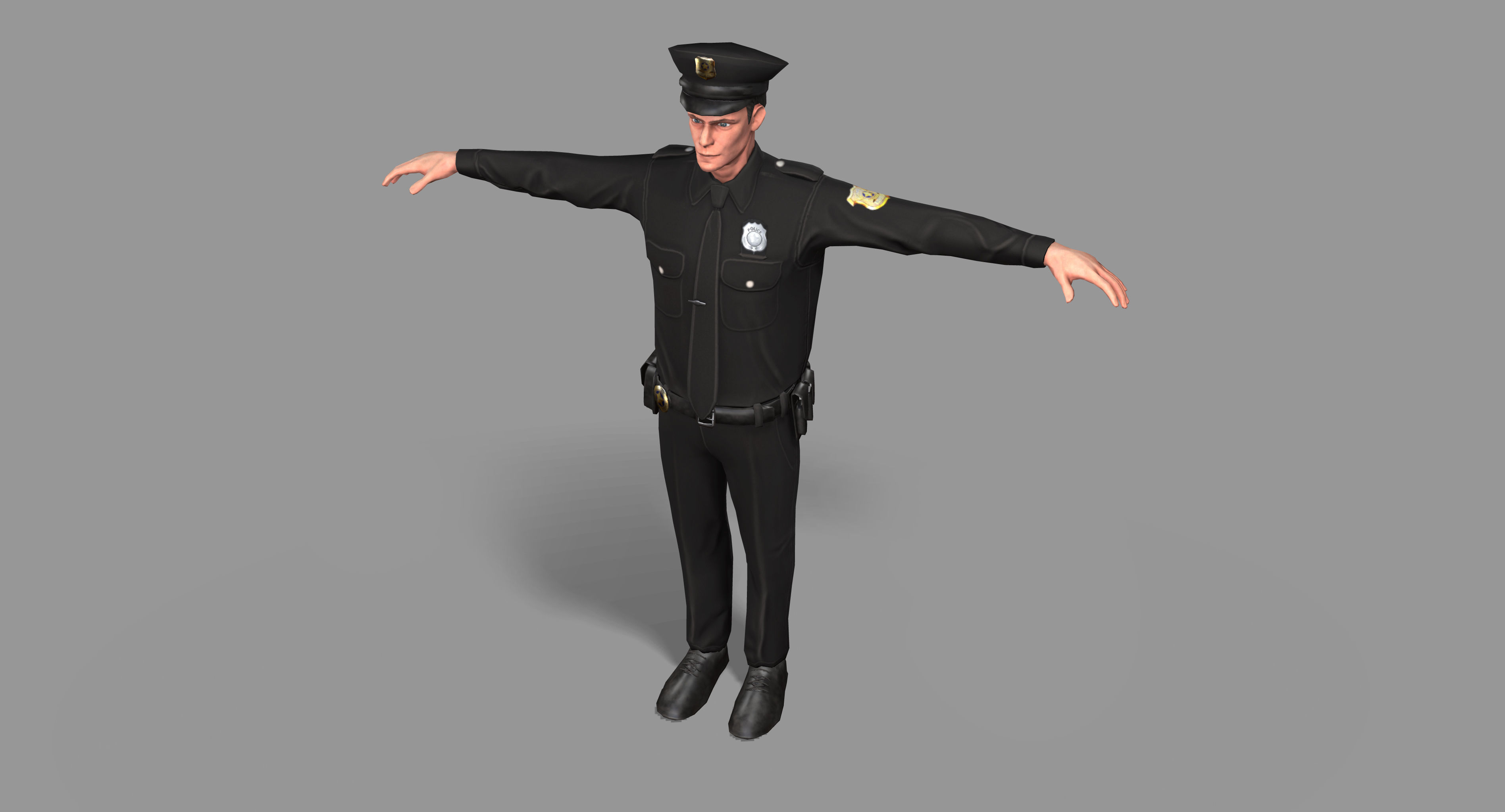 Police Man Low-poly 3D model_16