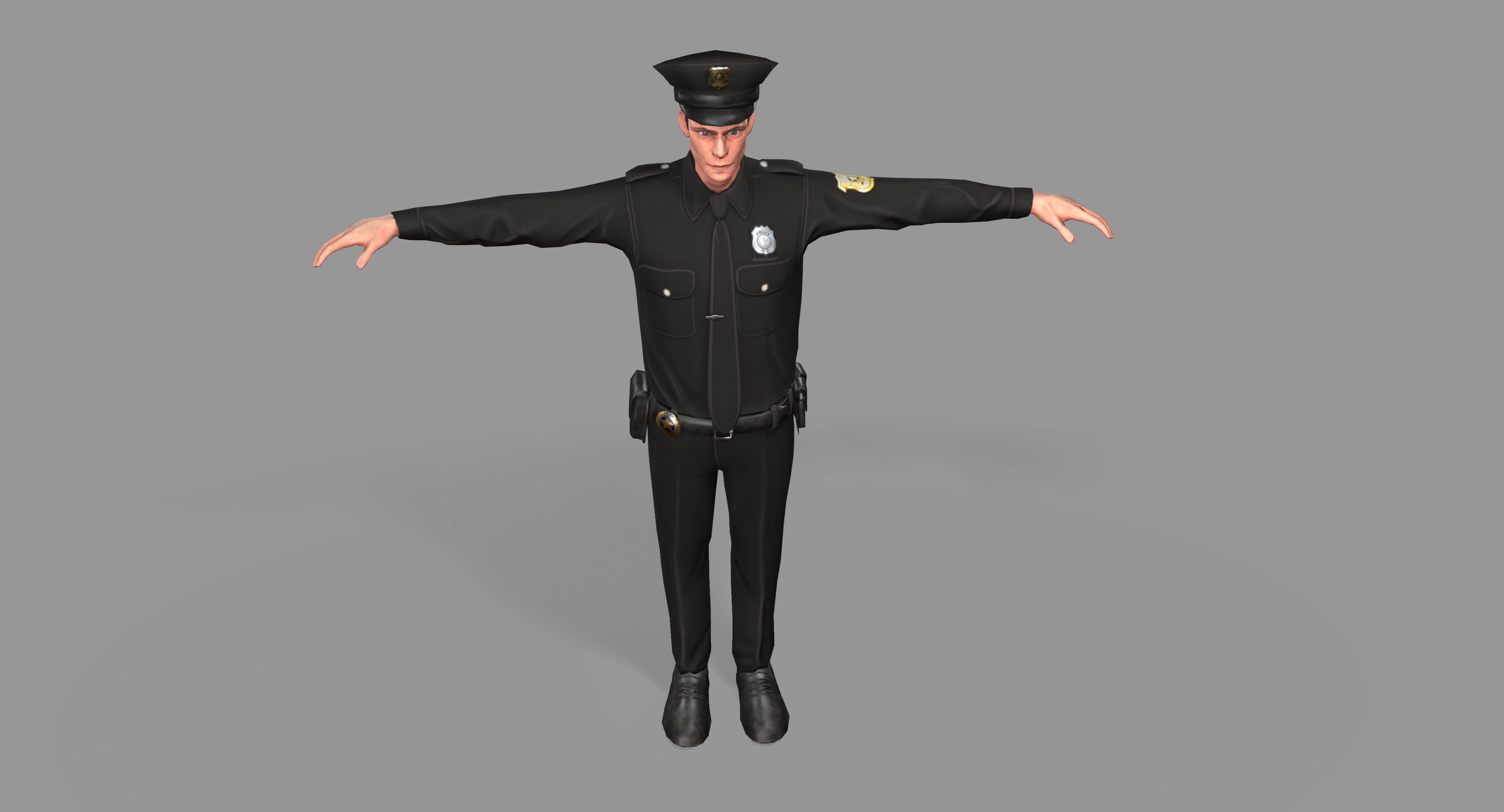 Police Man Low-poly 3D model_9