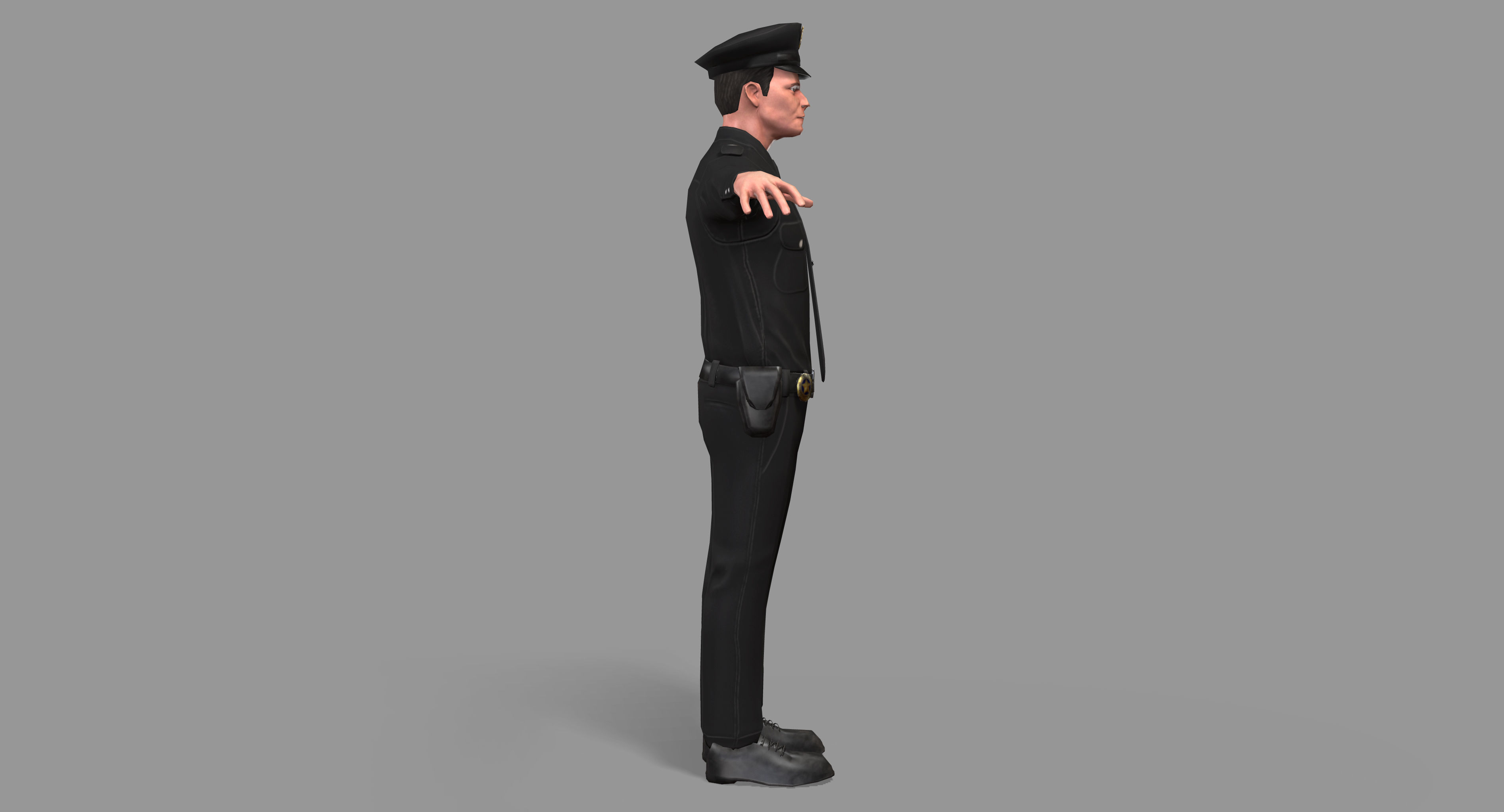 Police Man Low-poly 3D model_3