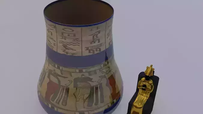 Osiris Statue and Vase Free 3D model