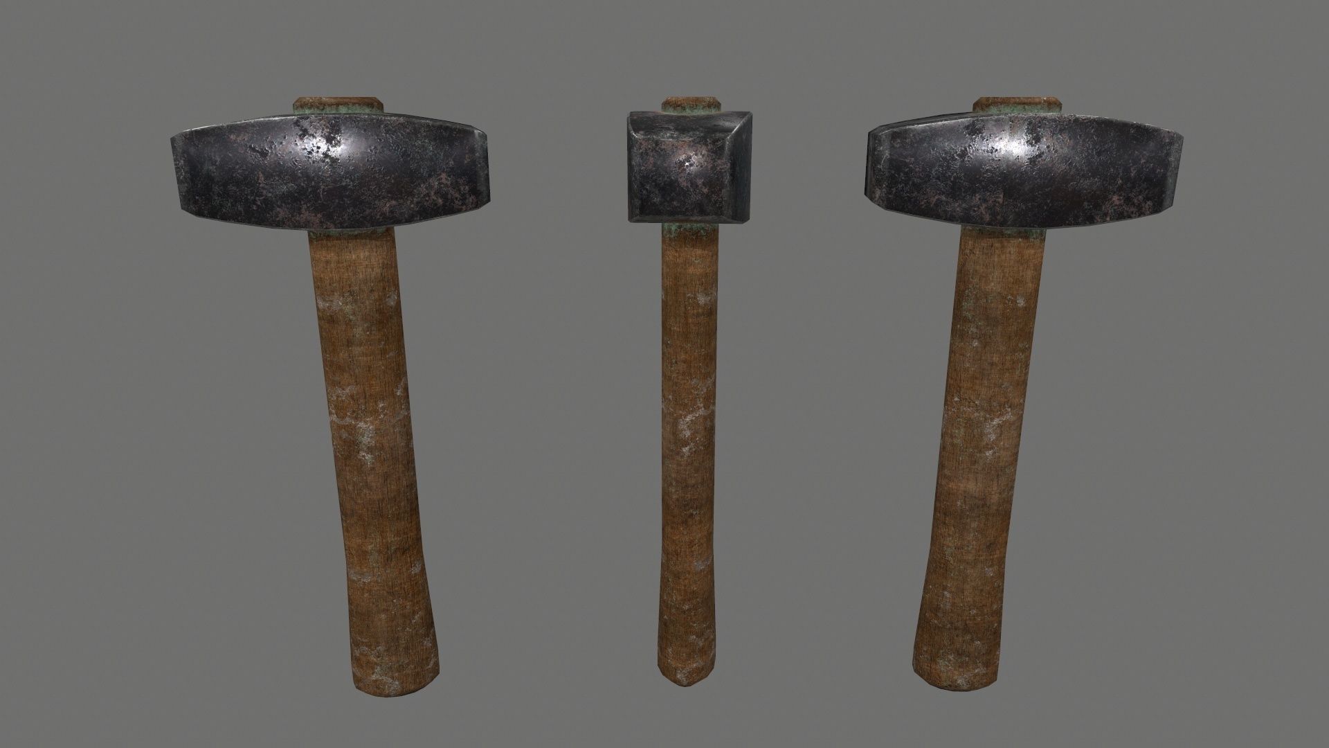 Blacksmith set wooden kitchen with pots and pans Low-poly 3D model_36