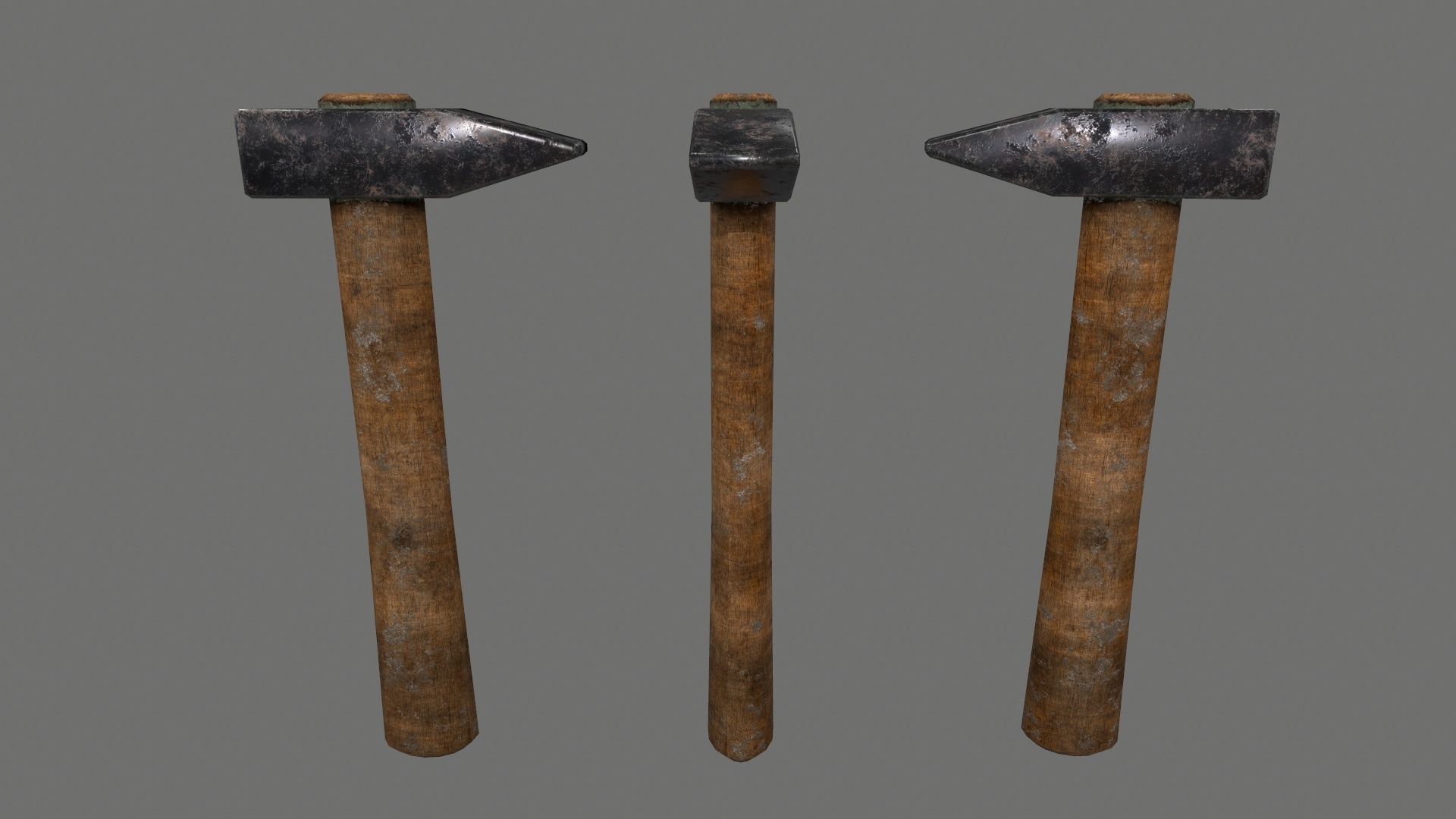 Blacksmith set wooden kitchen with pots and pans Low-poly 3D model_37